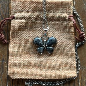 Larvikite Butterfly Necklace Larvikite Necklace Crystal Butterfly Necklace
